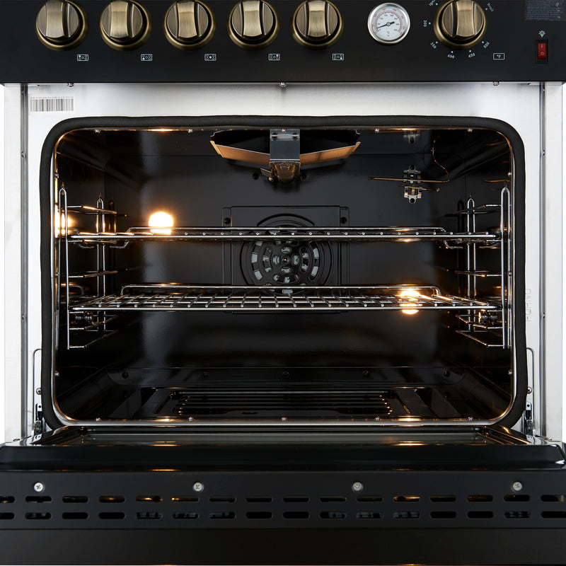 Load image into Gallery viewer, Giovanni 30-inch Gas Range Black & Antique Brass Design, 5 Burners 67,000 BTU, 4.32 cu.ft. Convection Oven