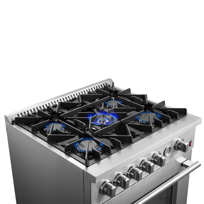 Load image into Gallery viewer, FORNO Giovanni 30-inch Gas Range Stainless Steel, 5 Burners 67,000 BTU, 4.32 cu.ft. Convection Oven