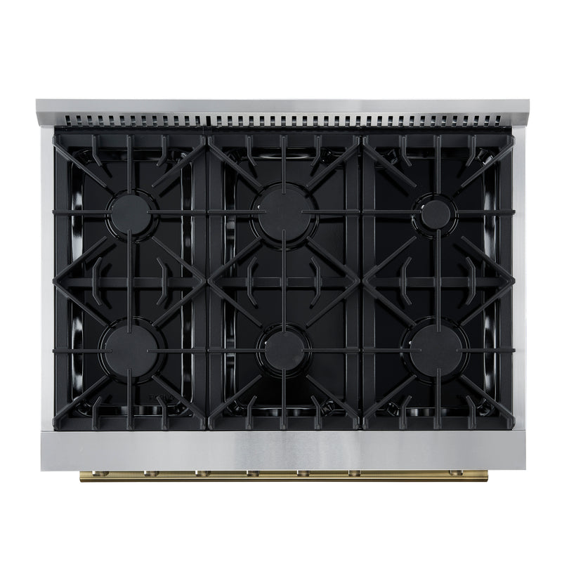 Load image into Gallery viewer, Marco 36-Inch Gas Range Black & Antique Brass Design, 6 Burners 67,000 BTU, 5.36 cu.ft. Convection Oven