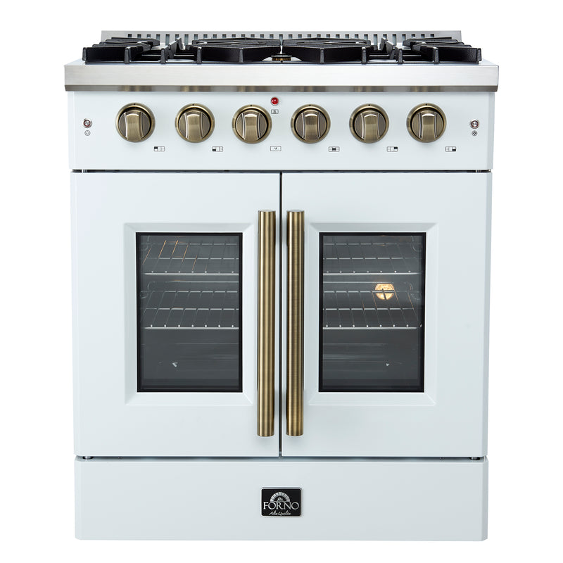 Load image into Gallery viewer, Forno Galiano 30-inch, White French Door Gas Range with 5 Burners - FFSGS6444-30WHT