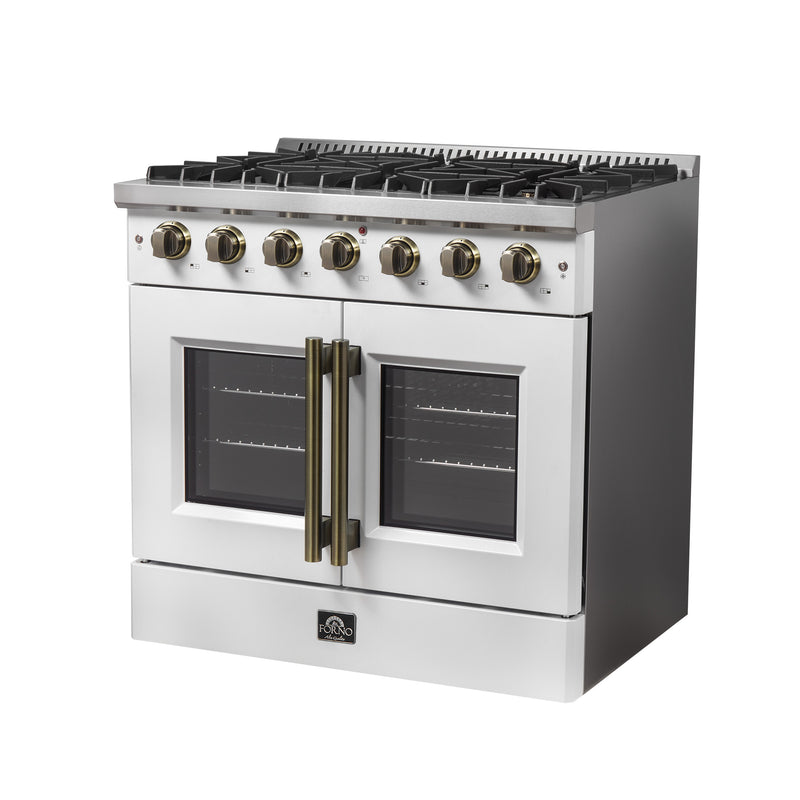 Load image into Gallery viewer, Forno Galiano 36-inch, White French Door Gas Range with 6 Sealed Burners - FFSGS6444-36WHT