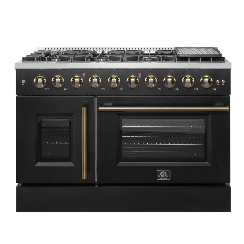 Load image into Gallery viewer, Forno Galiano 48" Freestanding French Door Gas Range in Black