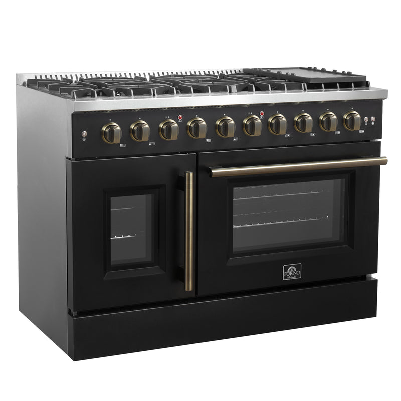 Load image into Gallery viewer, Forno Galiano 48" Freestanding French Door Gas Range in Black