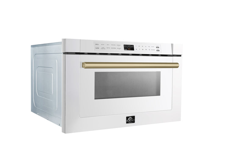 Load image into Gallery viewer, Forno Capoliveri Espresso 24-Inch Microwave Drawer, White, 1.2 cu.ft, 1500 Watts, Built-In, Touch Control LCD Display, Auto-Touch Open/Close, 11 Power Levels, Sensor Cooking