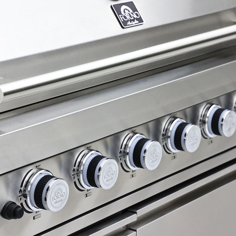 Load image into Gallery viewer, Forno Bulnes 40-Inch, Stainless Steel BBQ, with 5 Burners, Sear & Rotisserie Infrared, Beverage Center & Black Granite Countertops - FODKT2520BLK