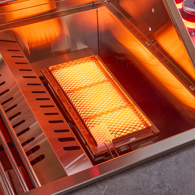 Load image into Gallery viewer, Forno Rimini Outdoor Kitchen 30" BBQ 62,600 BTU, 3 Burners with Sear & Rotisserie, 2.4 cu.ft. Beverage Center, Stainless Steel Sink, Black Cabinets & Gray Sintered Stone Countertop