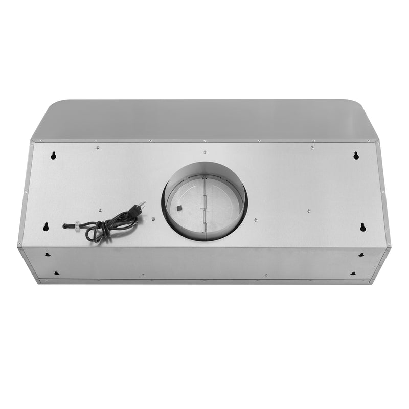 Load image into Gallery viewer, Cosmo QB90 36 in. Under Cabinet Range Hood with Push Button Controls, Permanent Filters, LED Lights, Convertible from Ducted to Ductless (Kit Not Included) in Stainless Steel