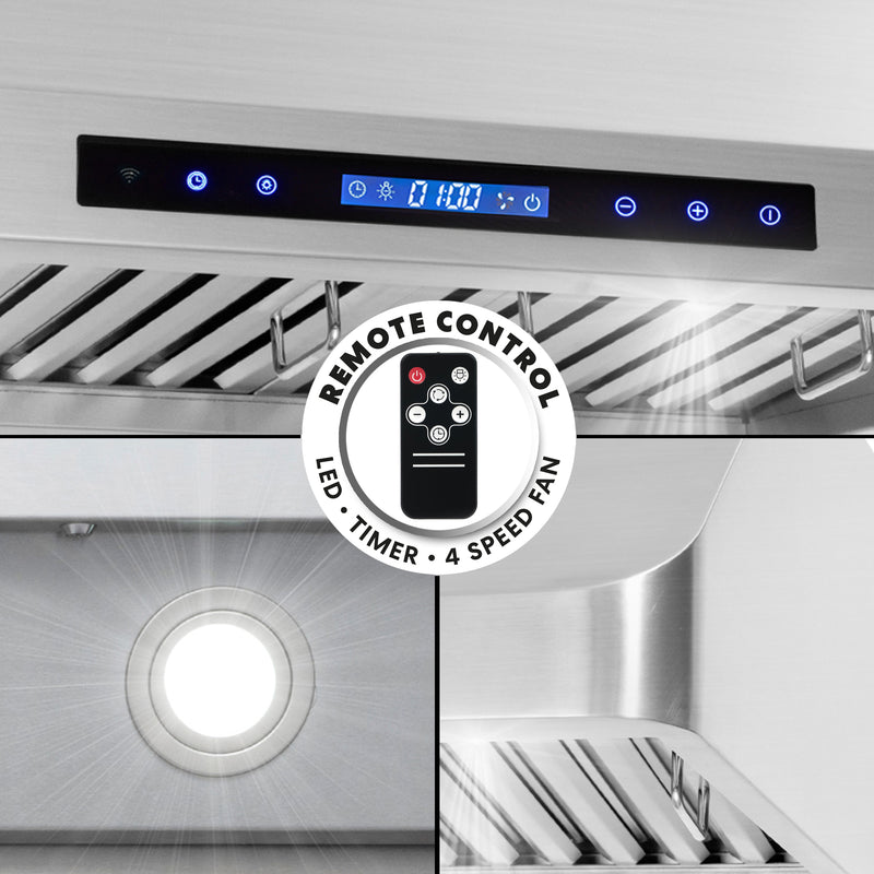 Load image into Gallery viewer, Cosmo 48 in. Ducted Under Cabinet Range Hood with Soft-Touch Controls, Permanent Filters, 4-Speed Fan, LED Lights in Stainless Steel