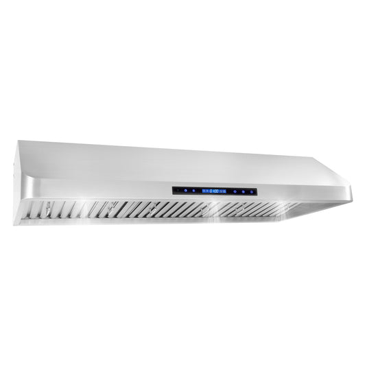 Cosmo 48 in. Ducted Under Cabinet Range Hood with Soft-Touch Controls, Permanent Filters, 4-Speed Fan, LED Lights in Stainless Steel