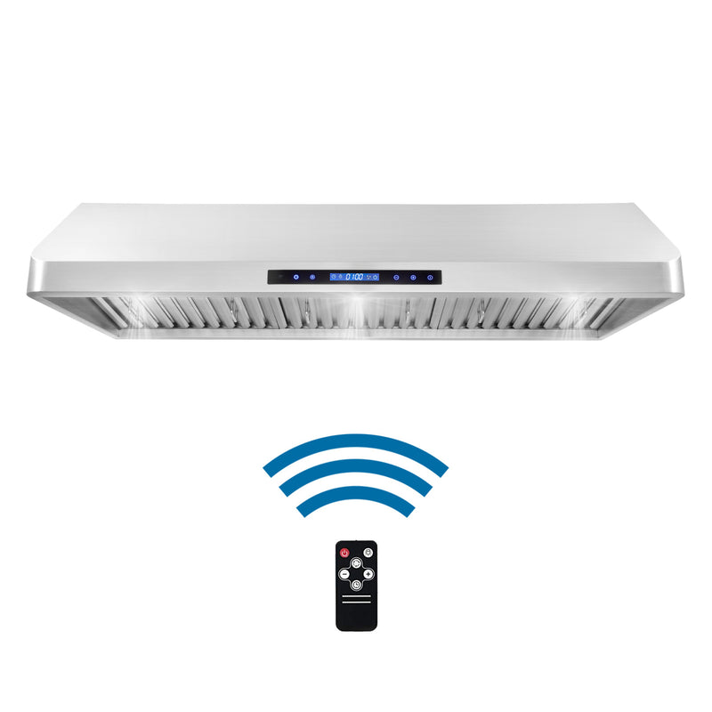 Load image into Gallery viewer, Cosmo 48 in. Ducted Under Cabinet Range Hood with Soft-Touch Controls, Permanent Filters, 4-Speed Fan, LED Lights in Stainless Steel