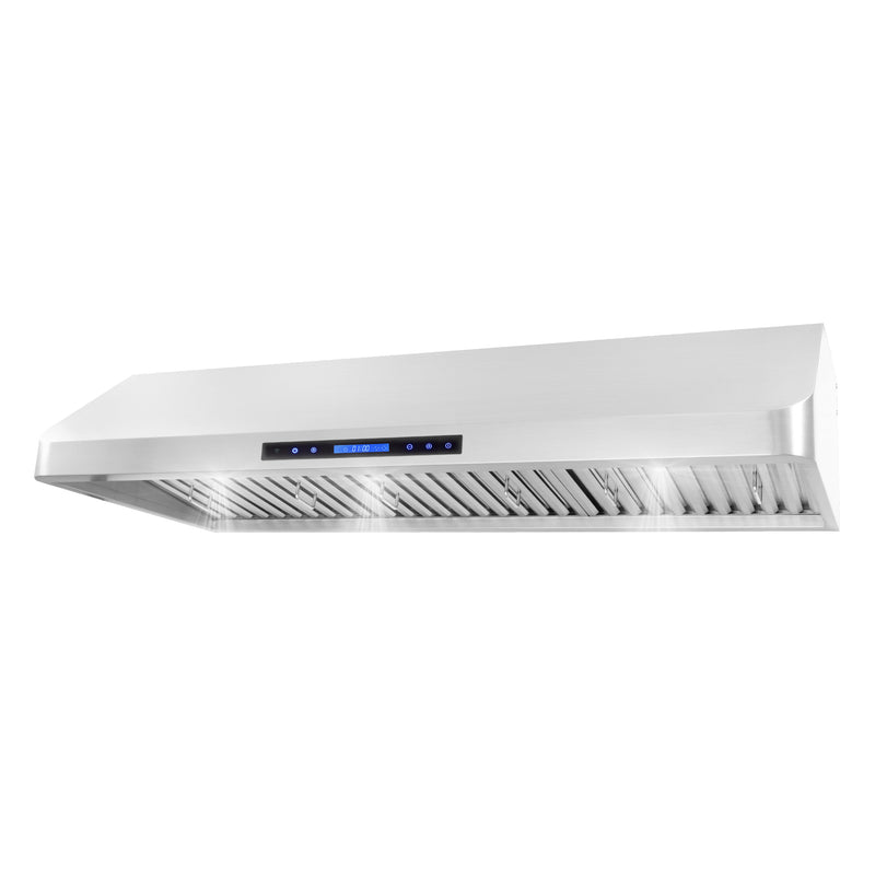 Load image into Gallery viewer, Cosmo 48 in. Ducted Under Cabinet Range Hood with Soft-Touch Controls, Permanent Filters, 4-Speed Fan, LED Lights in Stainless Steel