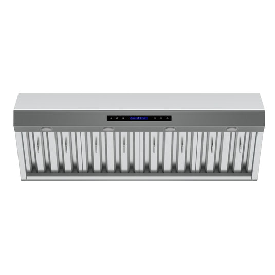 Forno Palazzo 48-Inch Wall Mounted Range Hood, Stainless Steel, Heavy Duty Baffle Filters, Remote Control