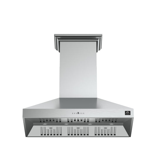 Forno Orvieto 48-Inch Wall Mount Range Hood, LED Lighting, Heavy Duty, Stainless Steel