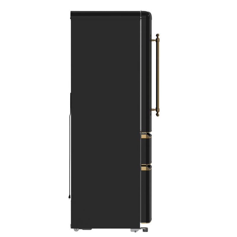 Load image into Gallery viewer, Forno Luigi 33-Inch French Door Refrigerator, 18 cu.ft, Black Finish, Antique Brass Handles, ENERGY STAR Certified
