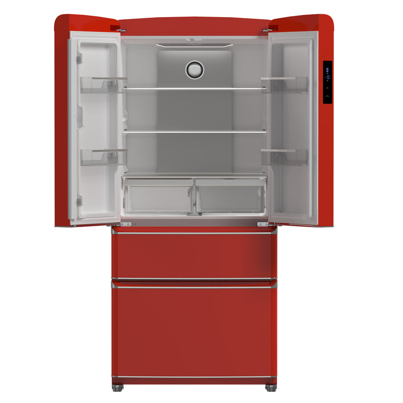 Load image into Gallery viewer, Forno Luigi 33-Inch French Door Refrigerator, 18 cu.ft, Red Finish, Handle-Free Design, ENERGY STAR Certified