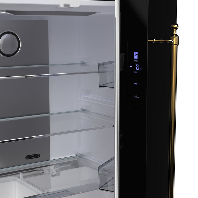 Load image into Gallery viewer, Forno Luigi 33-Inch French Door Refrigerator, 18 cu.ft, Black Finish, Antique Brass Handles, ENERGY STAR Certified