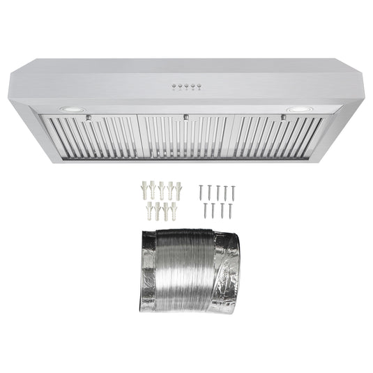 Cosmo 36 in. Under Cabinet Range Hood with Push Button Controls, 3-Speed Fan, LED Lights and Permanent Filters in Stainless Steel