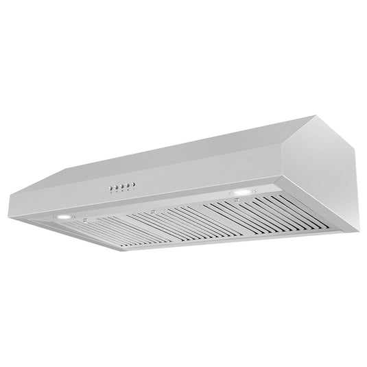 Cosmo 36 in. Under Cabinet Range Hood with Push Button Controls, 3-Speed Fan, LED Lights and Permanent Filters in Stainless Steel