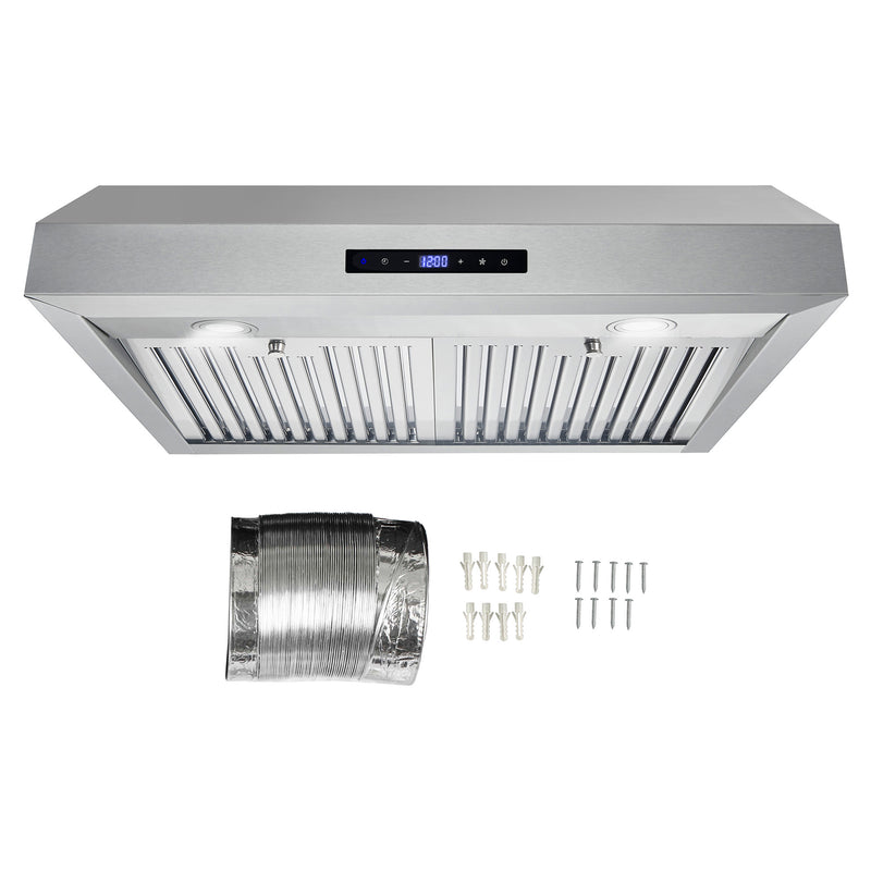 Load image into Gallery viewer, Cosmo UMC30 Under Cabinet Stainless Steel Range Hood with LED Light, 380 CFM, Permanent Filter, Convertible from Ducted to Ductless (Kit Not Included), 30 in., Stainless Steel