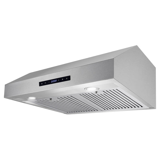 Cosmo UMC30 Under Cabinet Stainless Steel Range Hood with LED Light, 380 CFM, Permanent Filter, Convertible from Ducted to Ductless (Kit Not Included), 30 in., Stainless Steel