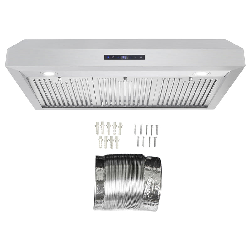 Load image into Gallery viewer, Cosmo 36 in. Under Cabinet Range Hood with Digital Touch Controls, 3-Speed Fan, LED Lights and Permanent Filters in Stainless Steel