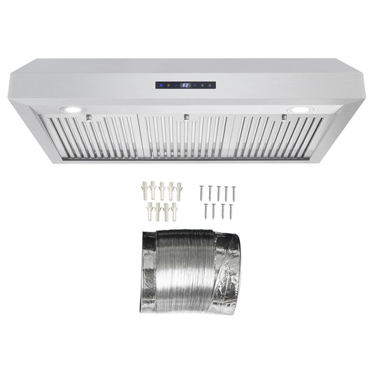 Cosmo 36 in. Under Cabinet Range Hood with Digital Touch Controls, 3-Speed Fan, LED Lights and Permanent Filters in Stainless Steel