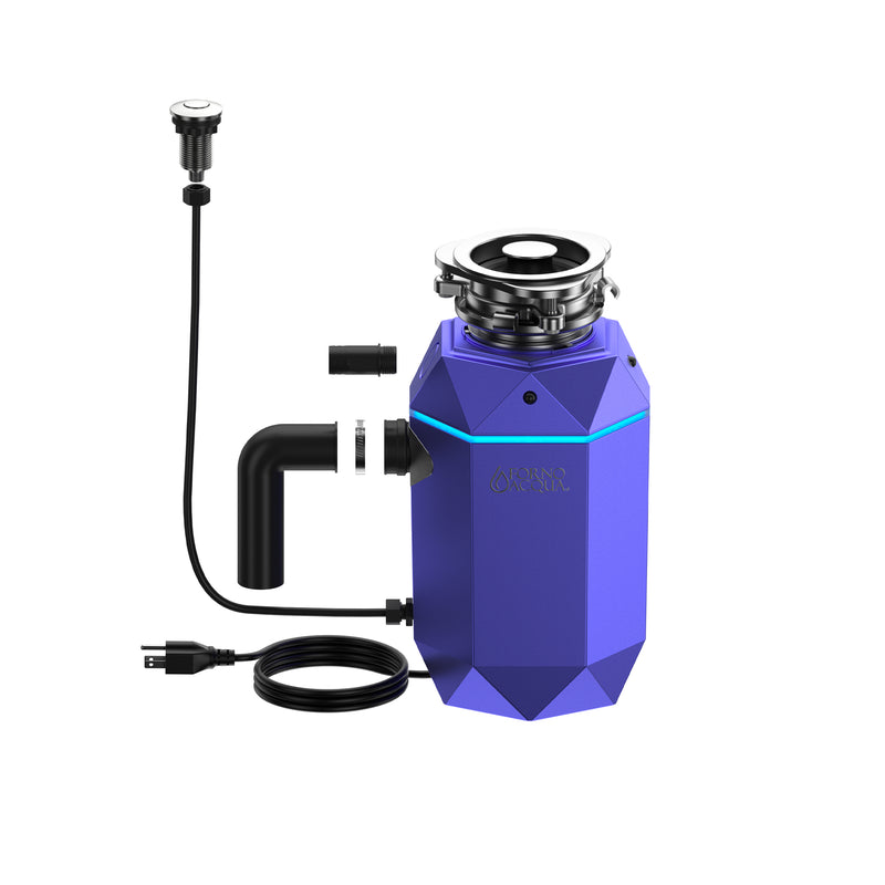 Load image into Gallery viewer, FORNO ACQUA BrightDIAMOND Amethyst 3/4HP Super Quiet Garbage Disposal Corded with Motion Sensor Cabinet Light & Pre-Wired Air Switch