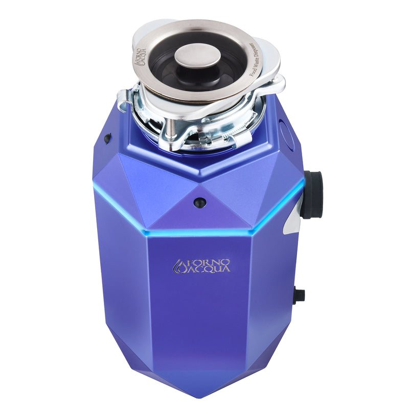 Load image into Gallery viewer, FORNO ACQUA BrightDIAMOND Amethyst 1HP Super Quiet Garbage Disposal Corded with Motion Sensor Cabinet Light & Pre-Wired Air Switch
