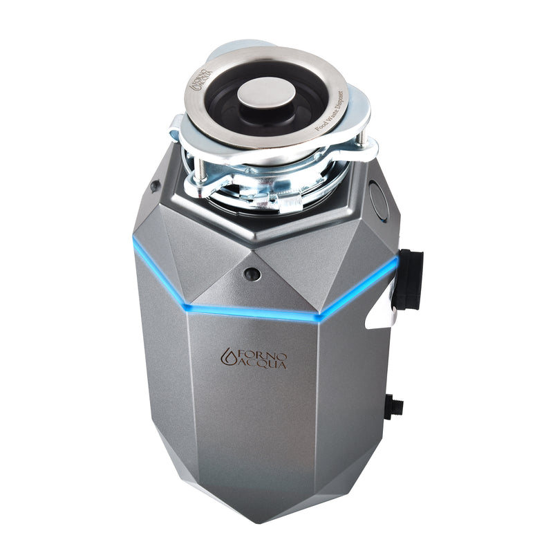 Load image into Gallery viewer, FORNO ACQUA BrightDIAMOND Black Onyx 3/4HP Super Quiet Garbage Disposal Corded with Motion Sensor Cabinet Light & Pre-Wired Air Switch