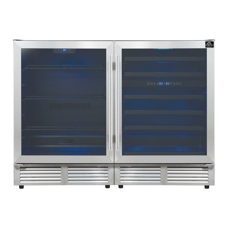 Load image into Gallery viewer, Forno Gemello 48 Inch, Stainless Steel Side-by-Side Wine and Beverage Cooler - FWCDR6699-48S