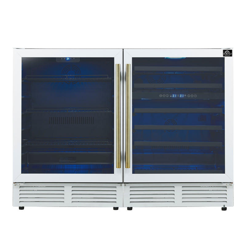 Load image into Gallery viewer, Forno Gemello 48 Inch, White Side-by-Side Wine and Beverage Cooler - FWCDR6699-48WHT