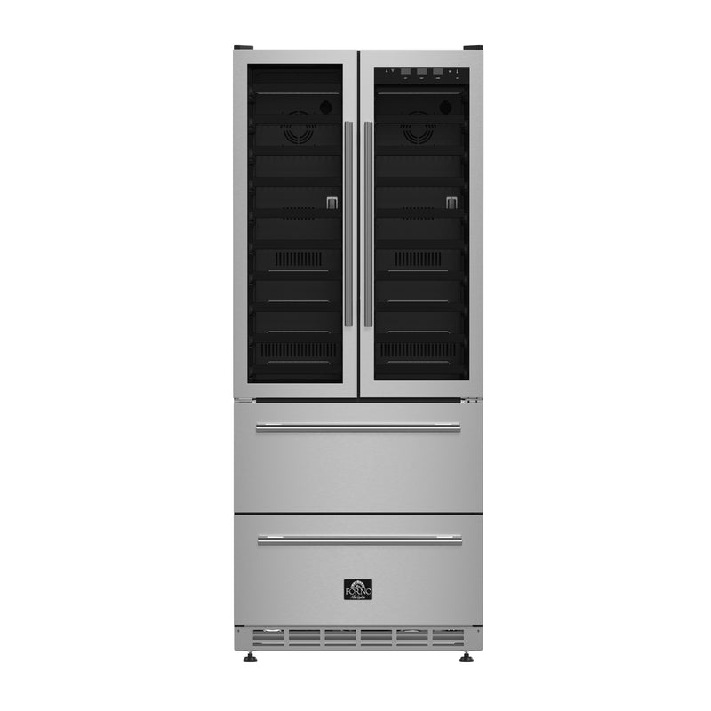 Load image into Gallery viewer, Forno Campania 32-Inch Wine Cooler, Stainless Steel, Dual Wine Zones, Two Beverage Drawers, 17.7 cu.ft