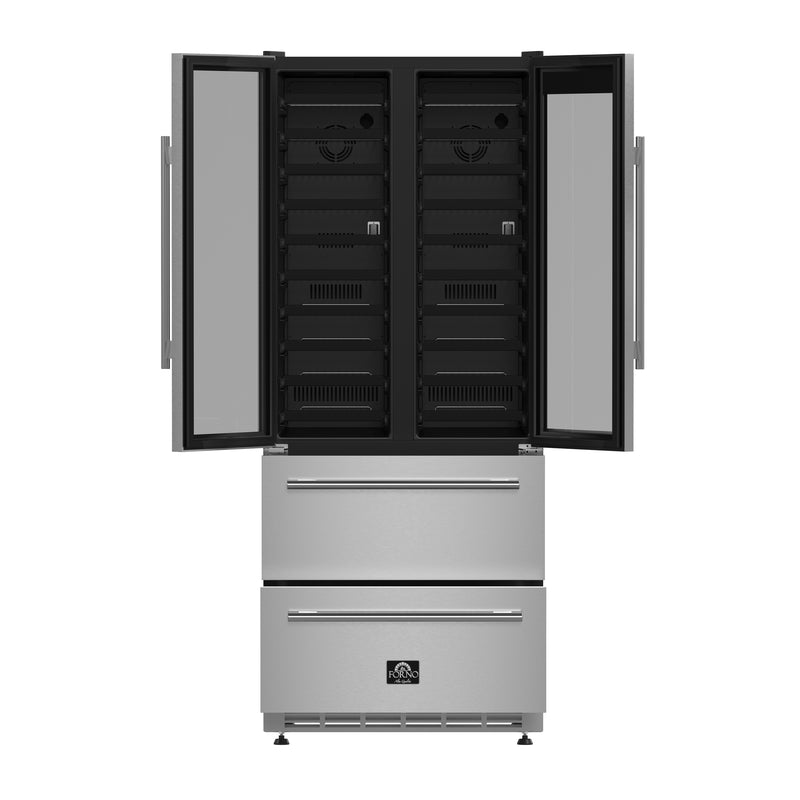 Load image into Gallery viewer, Forno Campania 32-Inch Wine Cooler, Stainless Steel, Dual Wine Zones, Two Beverage Drawers, 17.7 cu.ft