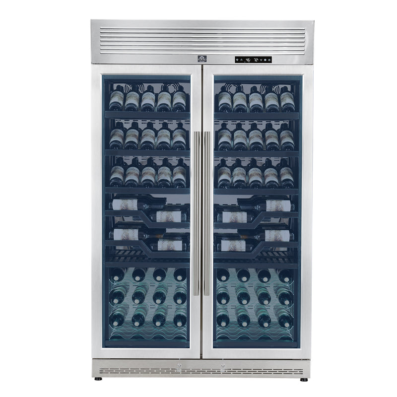 Load image into Gallery viewer, FORNO Abruzzo 48-Inch Dual Zones Wine Cellar, 102 Bottles, 24 cu. ft., Green Acrylic Holders & Black Shelves