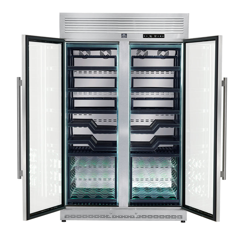Load image into Gallery viewer, FORNO Abruzzo 48-Inch Dual Zones Wine Cellar, 102 Bottles, 24 cu. ft., Green Acrylic Holders & Black Shelves