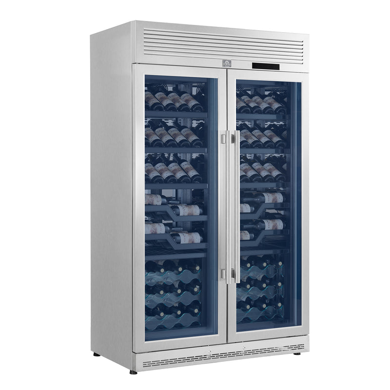 Load image into Gallery viewer, FORNO Abruzzo 48-Inch Dual Zones Wine Cellar, 102 Bottles, 24 cu. ft., Green Acrylic Holders & Black Shelves