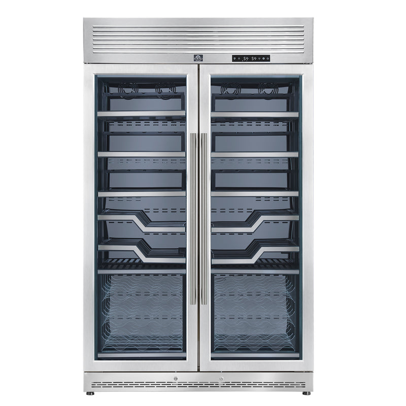 Load image into Gallery viewer, FORNO Abruzzo 48-Inch Dual Zone Wine Cellar, 102 Bottles, 24 cu. ft., Clear Acrylic Holders & Stainless Trim Shelves
