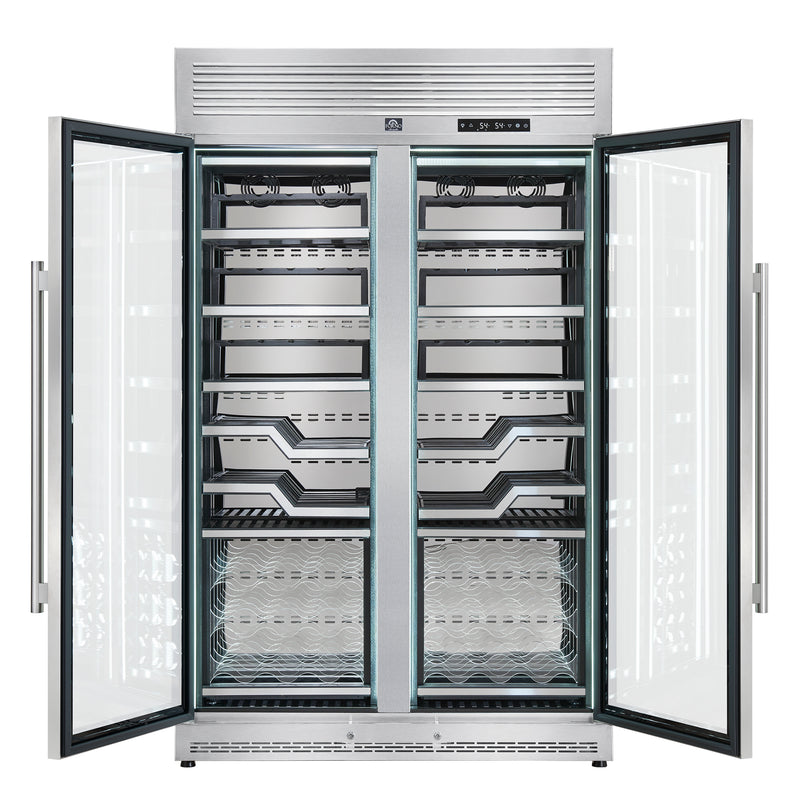 Load image into Gallery viewer, FORNO Abruzzo 48-Inch Dual Zone Wine Cellar, 102 Bottles, 24 cu. ft., Clear Acrylic Holders & Stainless Trim Shelves