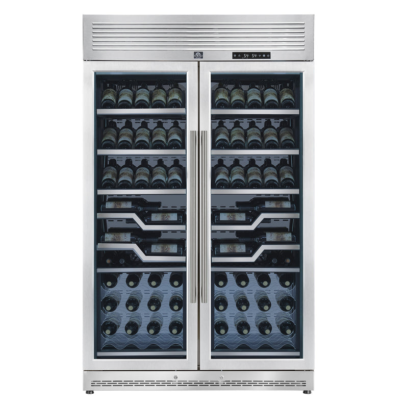 Load image into Gallery viewer, FORNO Abruzzo 48-Inch Dual Zone Wine Cellar, 102 Bottles, 24 cu. ft., Clear Acrylic Holders & Stainless Trim Shelves
