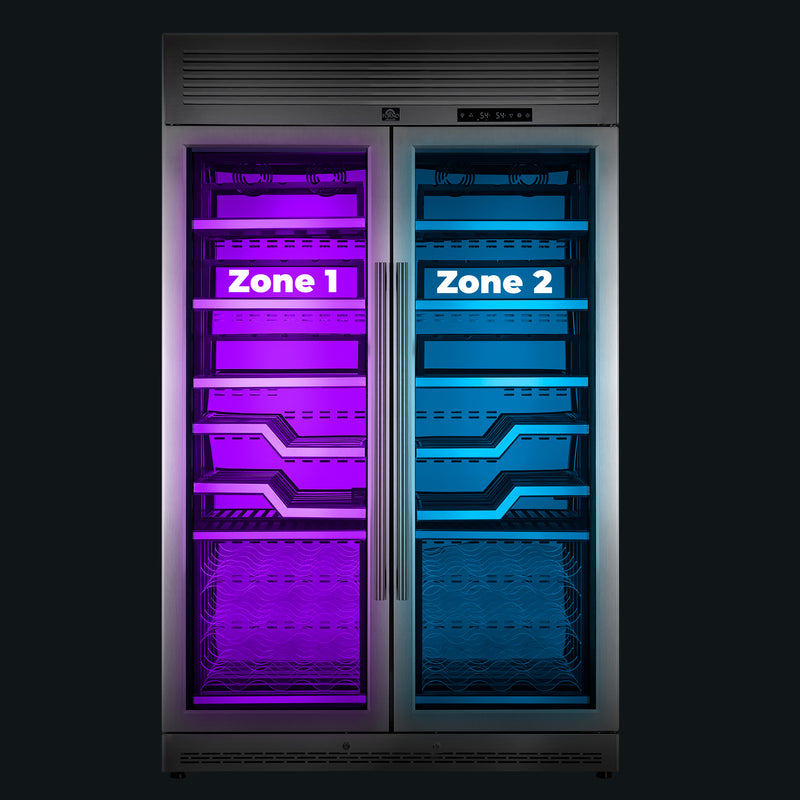 Load image into Gallery viewer, FORNO Abruzzo 48-Inch Dual Zone Wine Cellar, 102 Bottles, 24 cu. ft., Clear Acrylic Holders & Stainless Trim Shelves