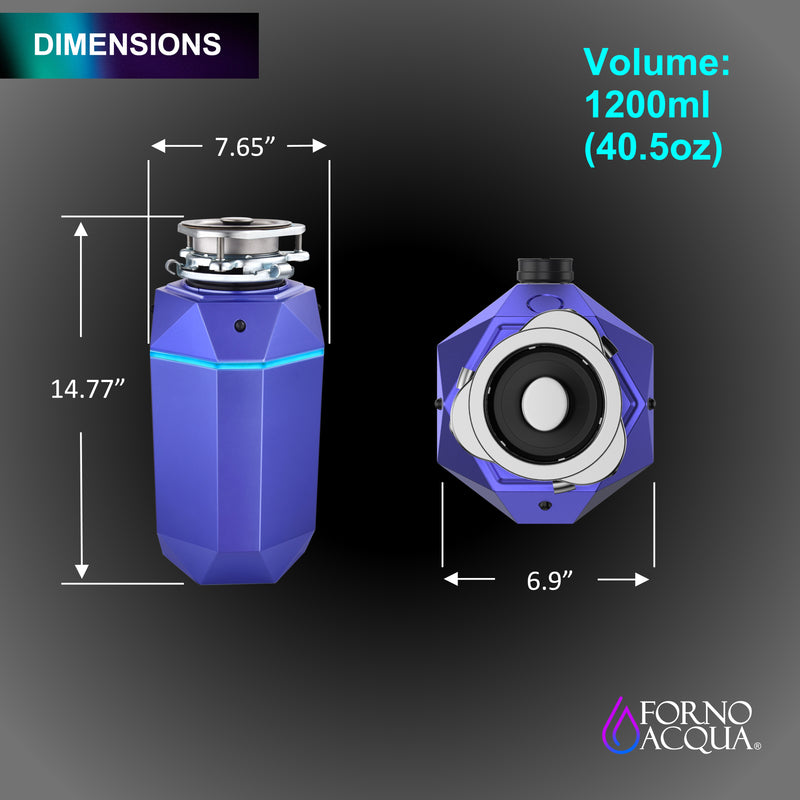 Load image into Gallery viewer, FORNO ACQUA BrightDIAMOND Amethyst 1HP Super Quiet Garbage Disposal Corded with Motion Sensor Cabinet Light &amp; Pre-Wired Air Switch
