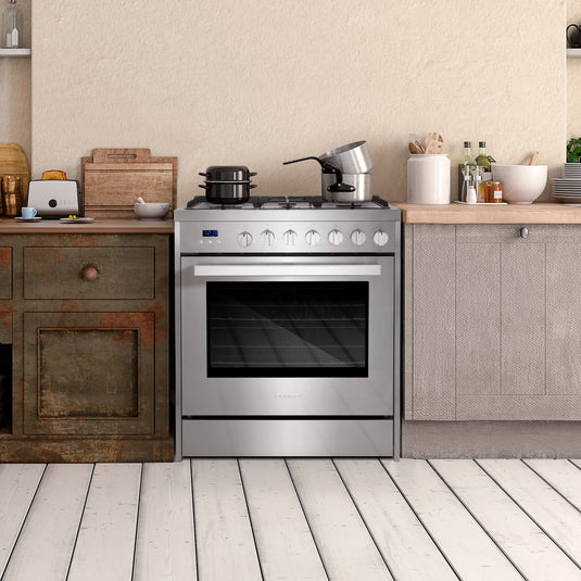 Cosmo 30 inch, Stainless Steel Single Oven Gas Range with 5 Burner Cooktops - COS-305AGC