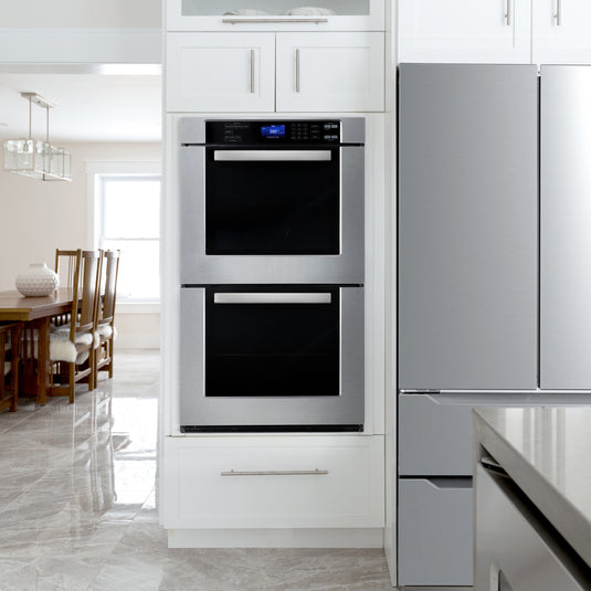Cosmo COS-30EDWC 30 in. Electric Double Wall Oven with 5 cu. ft. Capacity, Turbo True European Convection, 7 Cooking Modes, Self-Cleaning in Stainless Steel