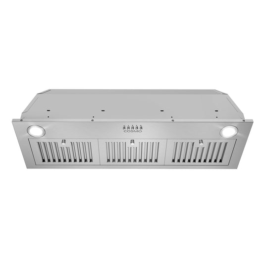 36 in. 380 CFM Ducted Insert Range Hood in Stainless Steel with Push Button Controls LED Lights and Permanent Filters