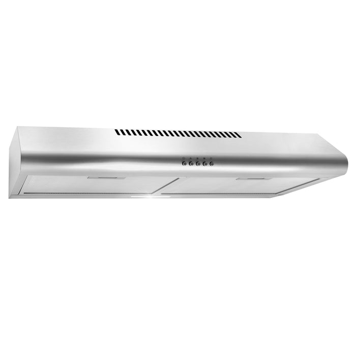 Cosmo 5MU30 30 in. Under Cabinet Range Hood with Ducted / Ductless Convertible Duct, Slim Kitchen Stove Vent with, 3 Speed Exhaust Fan, Reusable Filter and LED Lights in Stainless Steel
