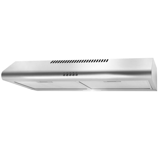 Cosmo 5MU30 30 in. Under Cabinet Range Hood with Ducted / Ductless Convertible Duct, Slim Kitchen Stove Vent with, 3 Speed Exhaust Fan, Reusable Filter and LED Lights in Stainless Steel