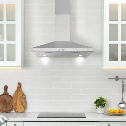 30 in. Ducted Wall Mount Range Hood in Stainless Steel with LED Lighting and Reusable Filters