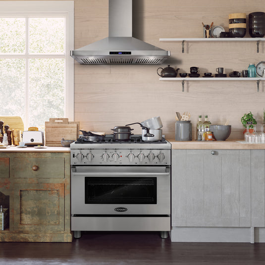 Cosmo 36 in. Ducted Range Hood in Stainless Steel with Touch Controls, LED Lighting and Permanent Filters