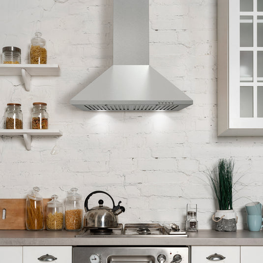 Cosmo 24 in. Ducted Wall Mount Range Hood in Stainless Steel with LED Lighting and Permanent Filters