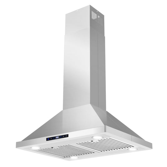 Cosmo 30 inch, Stainless Steel Island Range Hood with Permanent Filters and Ducted Kitchen Vent Hood Extractor - COS-63ISS75